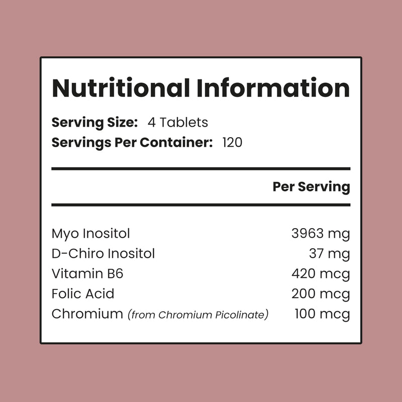 VitaBright Myo-Inositol D-Chiro-Inositol Tablets | 4000mg A Day | 120 Chewable Tablets | Contribute to Hormone Balance for Women | D Chiro & Myoinositol (Vitamin B8) with Chromium, B6 & Folic Acid