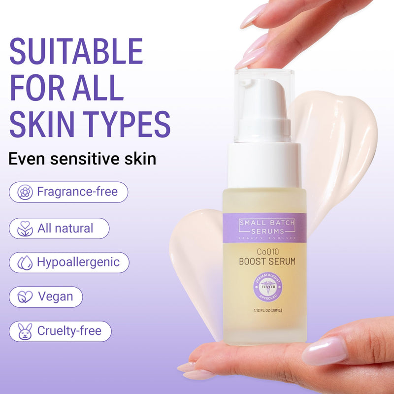 CoQ10 Pure Boost Glowing Face Serum - Coenzyme Q10 Serum with Hyaluronic Acid & Vitamin E for Enhanced Anti Aging Skin Care - Hydrating Hyaluronic Acid Facial Serum - Made in USA CoQ10
