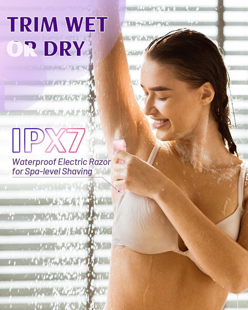 Dermawave Bikini Shaver Trimmer 2.0 for Women Pubic Hair, 2 in 1 Dual Head Painless Electric Razor for Bikini Line Area, Waterproof