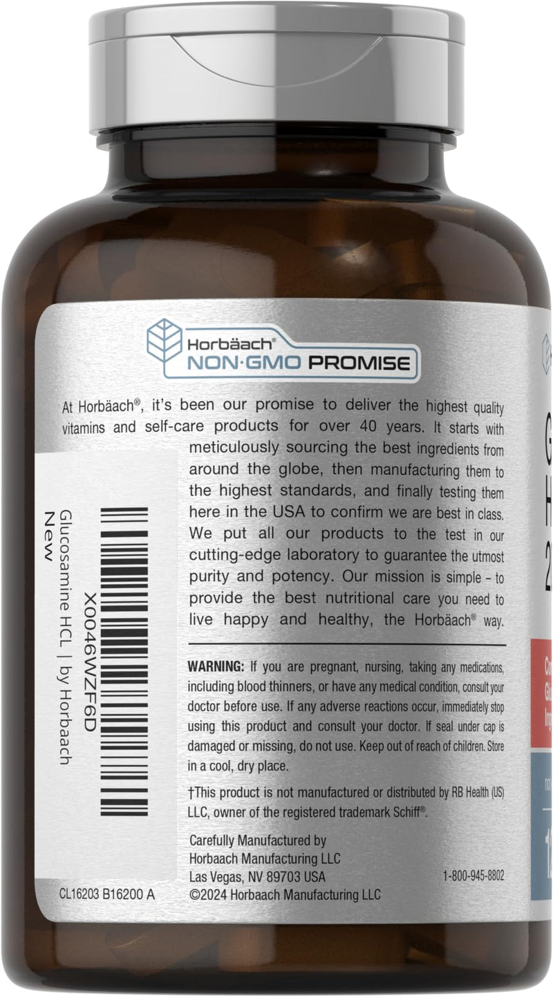 [Australia] - Horb√§ach Glucosamine HCL | with Hyaluronic Acid | 2000mg | 120 Coated Caplets | Non-GMO & Gluten Free Supplement 120 Count (Pack of 1) 