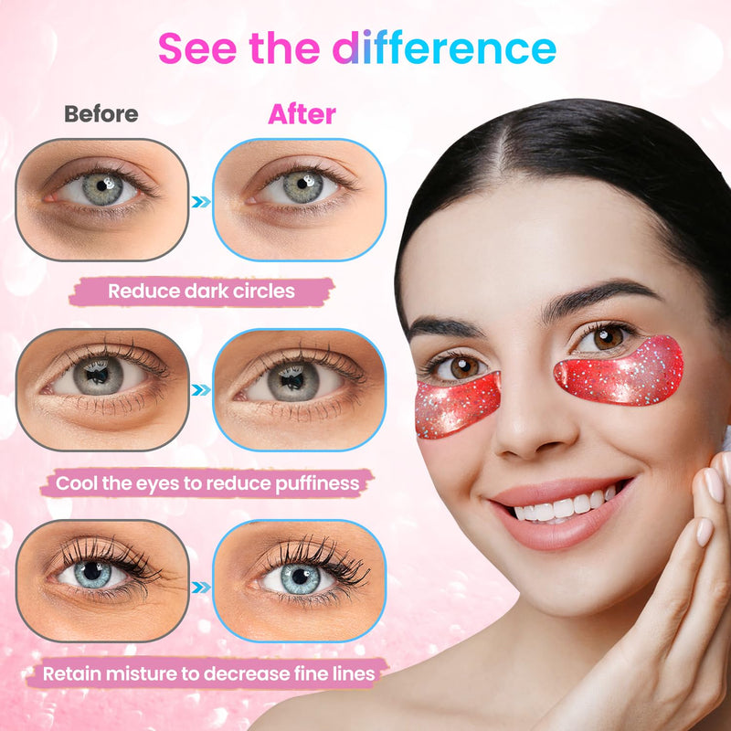 [Australia] - Under Eye Patches (24 Pairs) - Upgrade Eye Gel Pads for Wrinkles, Puffy Eyes, Dark Circles, Eye Bags, Natural Collagen Eye Gels Pads, Under Eye Mask Patches for Refreshing, Revitalizing 24 Count (Pack of 1) Pink 