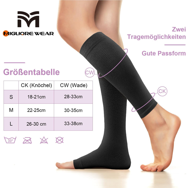 [Australia] - Migliore Wear 2 PAIRS of compression stockings for women and men, 20-30 mmHg | Class 2 Medical Compression Stockings, Graduated Support Support Stockings Thrombosis Stockings M Black 