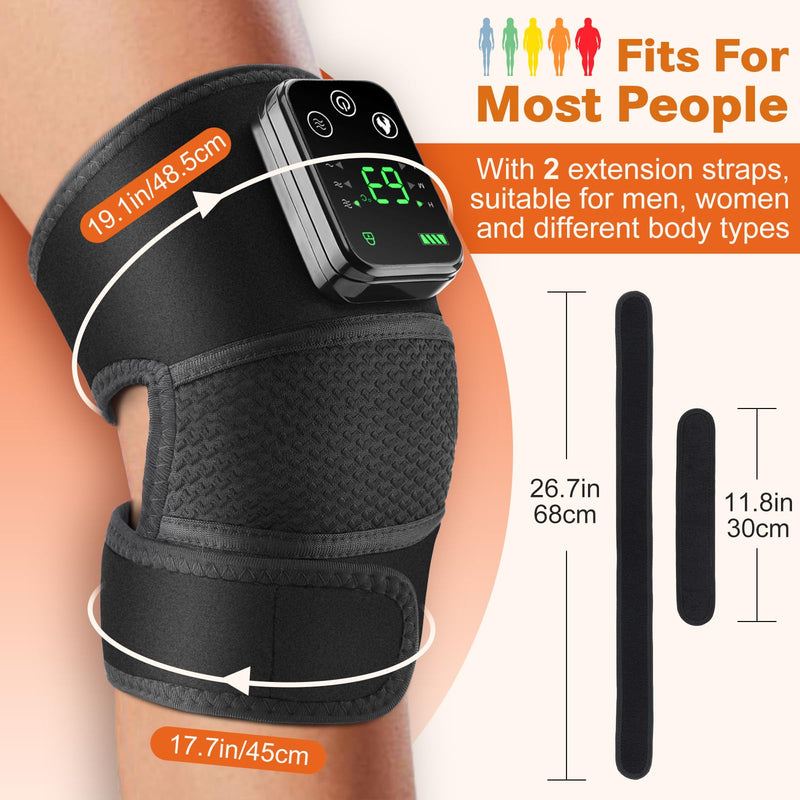 Knee Massager with Heat, FSA Eligible Items, Cordless Rechargeable Heating Pad for Knee Shoulder Elbow Pain Relief, Heated Knee Brace for Arthritis with Massage, HSA Approved Products Only Dark Black