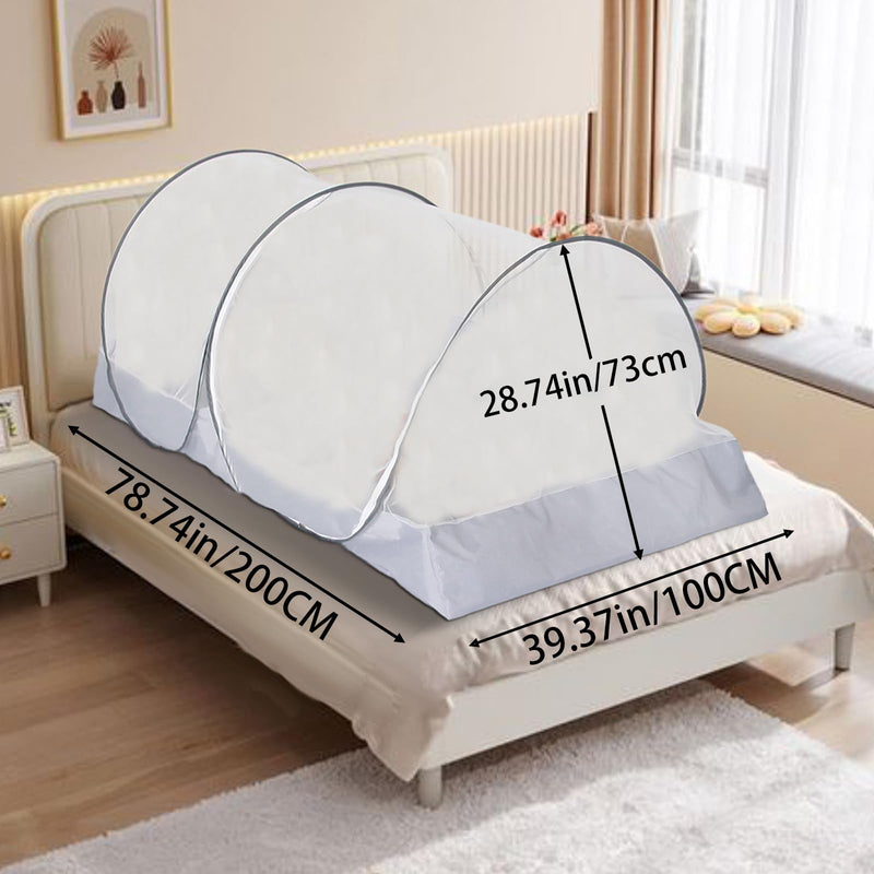 [Australia] - CMINGJ Portable Mosquito Net Foldable Pop-Up Travel Mosquito Net for Bed Free Installation-Suitable for Baby Adults Bedroom, Camping, nap, Patio (Large-Side Zipper(White net)) Large-Side zipper(White net) 