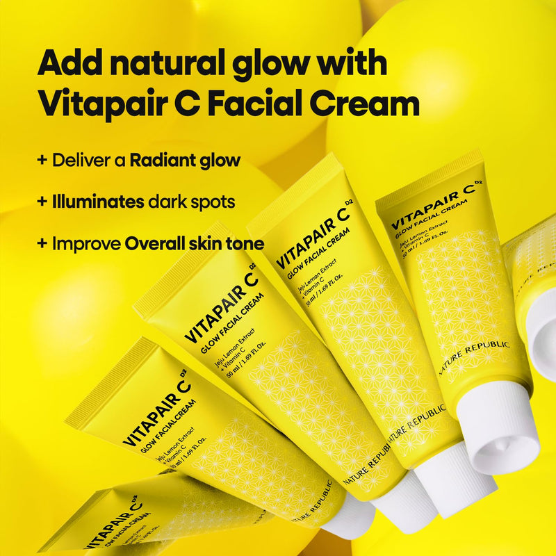 Nature Republic Vitapair C Glow Facial Cream | Vitamin Moisturizer for Radiance & Glow, Even-Looking Skin Tone, Long-Lasting Hydration Gel Texture, 50ml / 1.69 fl oz Unscented Cream