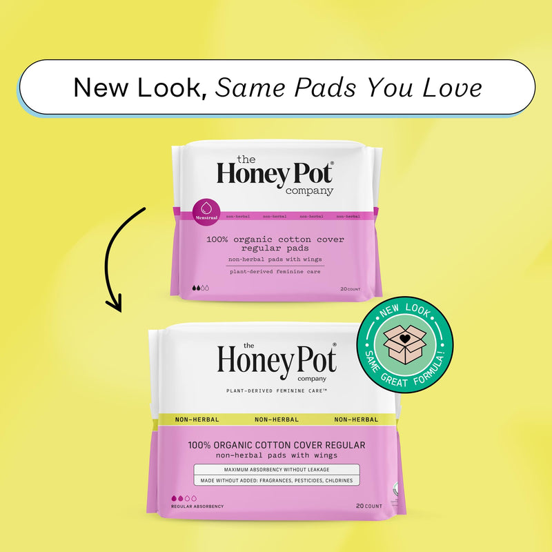 [Australia] - The Honey Pot Company - Pads for Women - Non-Herbal Regular Flow w/Wings - Organic Cotton Cover & Ultra-Absorbent Pulp Core - Sanitary Pads for Women - Feminine Care - FSA & HSA Eligible - 20 ct 20 Count (Pack of 1) 