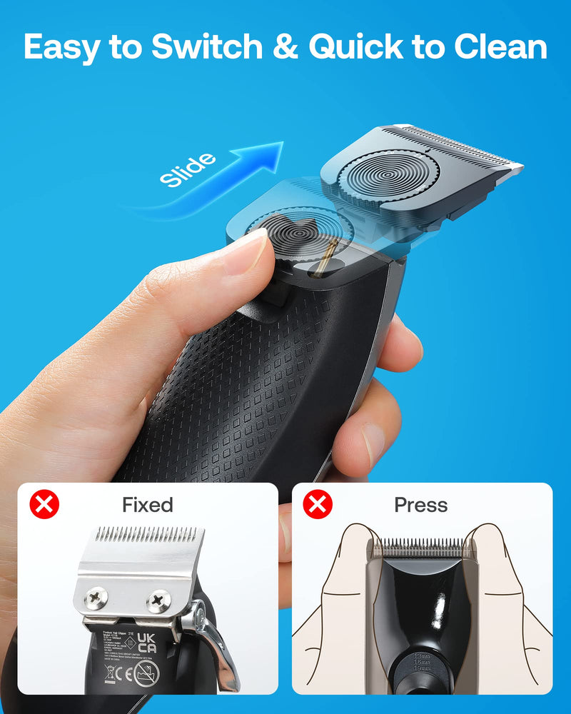[Australia] - GLAKER Hair Clippers for Men - Cordless 2 in 1 Versatile Hair Trimmer with ABS Guards,Professional Haircutting Kits for Blending & Fade Cuts Classic Grey 