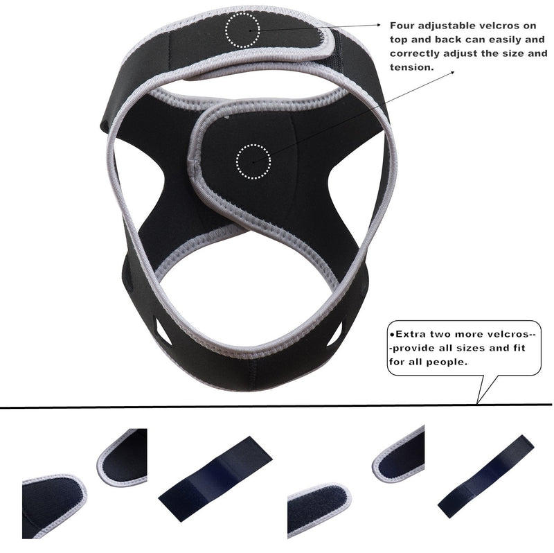 [Australia] - Anti-Snoring CPAP Chin Straps & Jaw Support Belts - Natural Sleep,Instant Relief - Adjustable Velcro - Non-Sliding Off - Comfortable,Breathable Fabric - Stop Snoring CPAP Headband (Grey) 