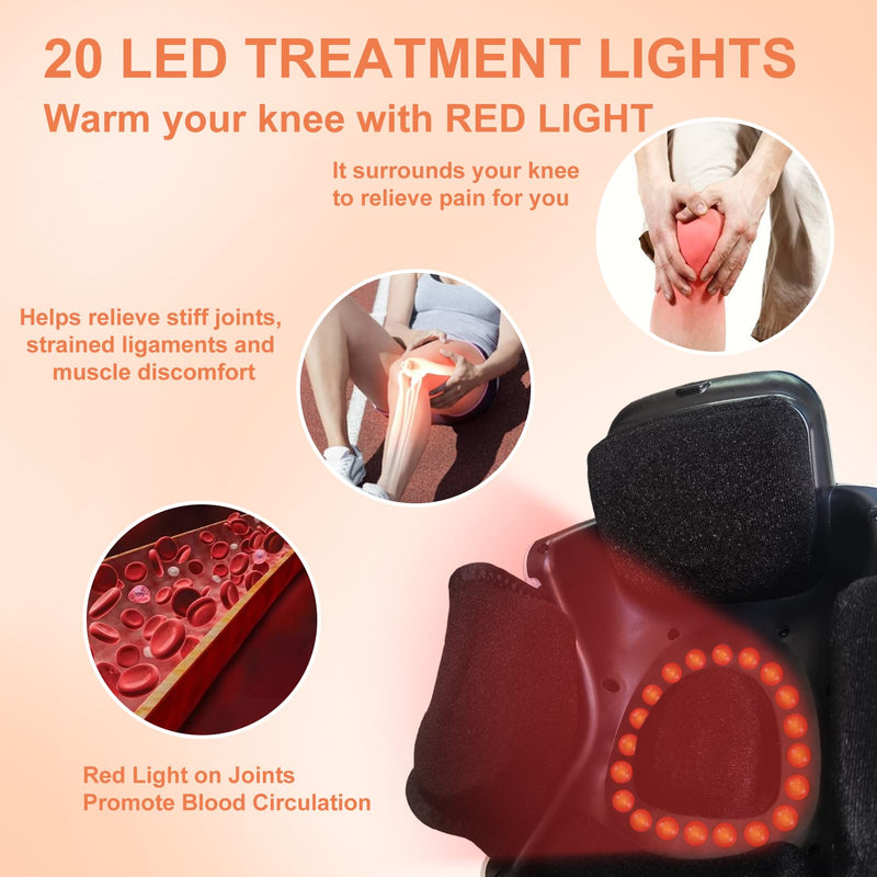 [Australia] - Knee Massager, Cordless Massager with Heat and Compression LED Screen Wearable Infrared Vibration Rechargeable Electronic Massage for Joint Pain Injury Swelling Stiffness, 1.0 Count 