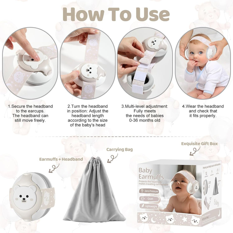 [Australia] - Baby Earmuffs-25dB NRR Baby Noise Cancelling Headphones with Adjustable Headband, Infant Ear Protection for Babies 0-36 Months,Travel Essentials for Airplane/Improves Sleep/Outdoor Starlight 