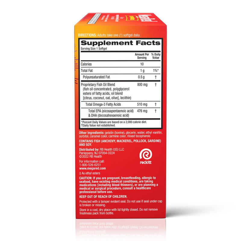 MegaRed Fish Oil 800mg Omega 3 Supplement with EPA & DHA, Supports Heart, Brain, Joint and Eye Health, No Fishy Aftertaste - 80 Softgels (80 Servings) | High Quality Fish Oil, EPA & DHA, 6x absorption, Heart, Brain, Joint & Eye Support, Vanilla scent, ...