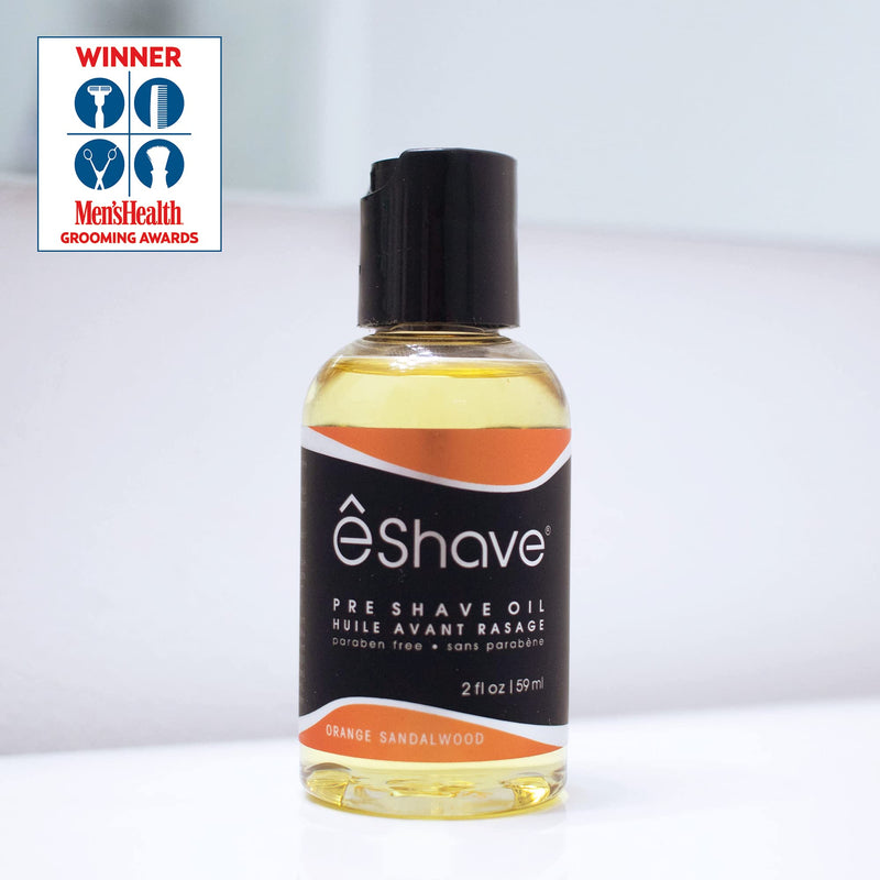 eShave Pre Shave oil for men- protects from shaving irritation and razor burn- for smoothest shave and silky skin- All Natural Shaving oil 2 oz Orange Sandalwood