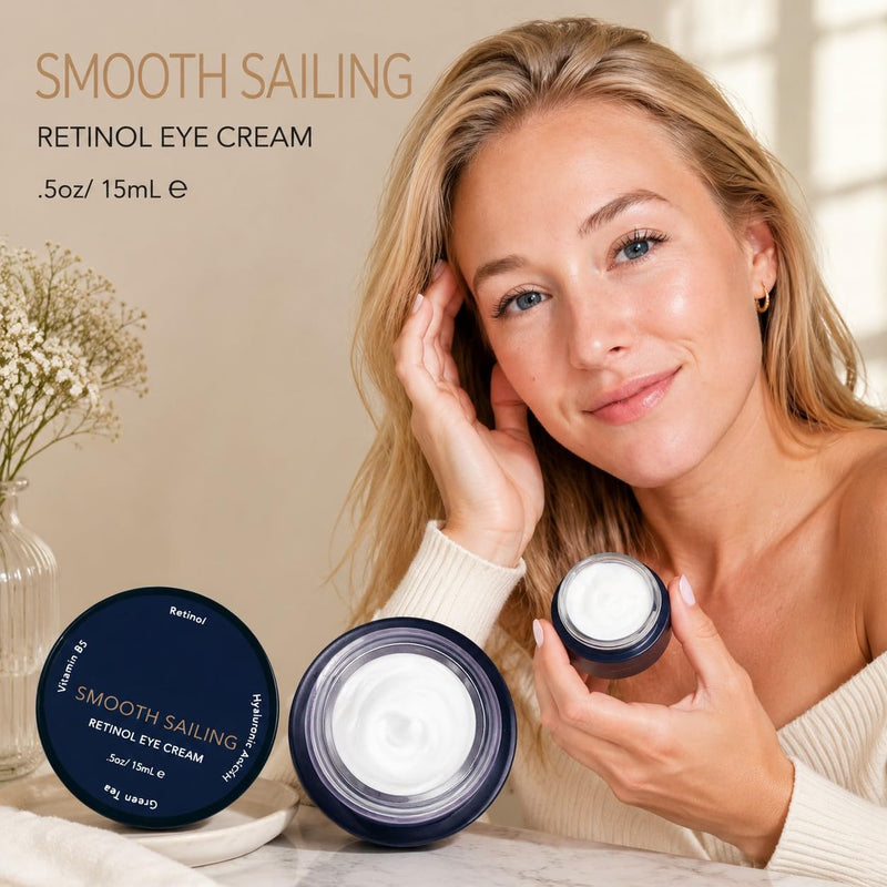 Retinol Eye Cream for Under Eye Area, Nightly Eye Moisturizer Cream with Hyaluronic Acid and Vitamin B5 for Fine Lines and Dark Circles, Hydrating and Smoothing Skin Care, 0.5 oz / 15ml