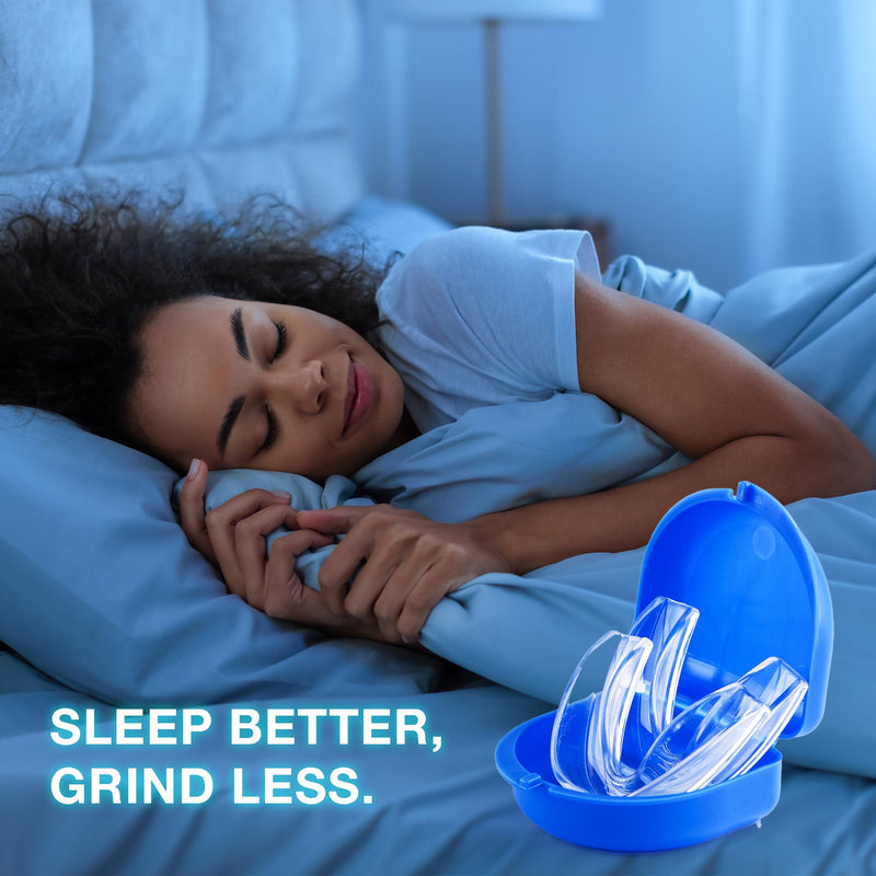 Mouth Guard for Teeth Grinding at Night: Moldable Custom Dental Guard for Sleeping - Nighttime Protection for Teeth Grinding 4 Packs - 12 Cleaning Tablets With 12 Tablets