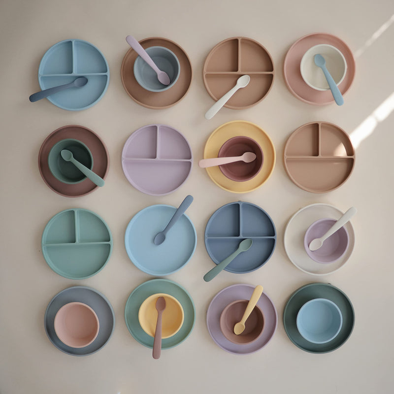 [Australia] - mushie Silicone Suction Plate | BPA-Free Non-Slip Design (Cambridge Blue) Cambridge Blue 
