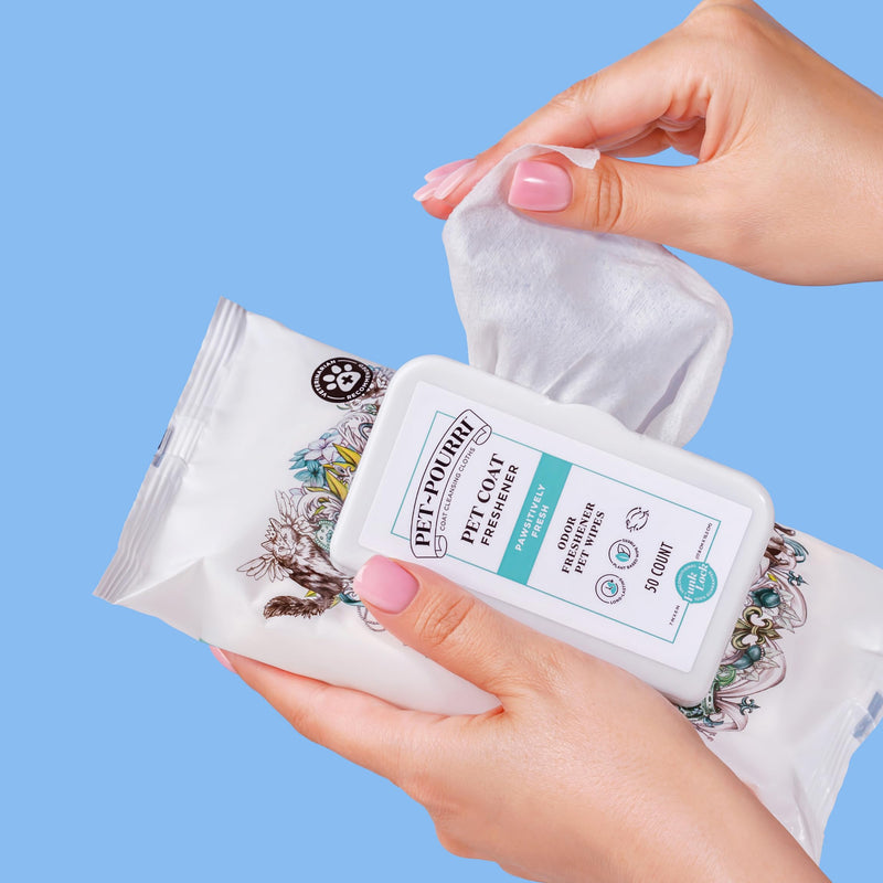 Pet-Pourri Odor Eliminating Wipes, Pawsitively Fresh, 50 Count - Jasmine, Fresh Air and Pear (Veterinarian Recommended) - PawsPlanet Australia