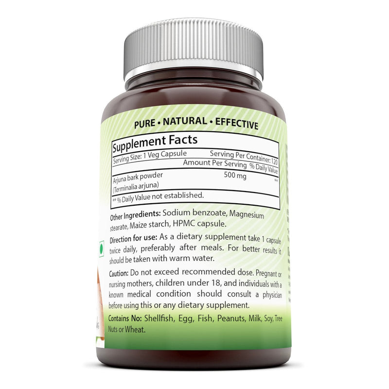 [Australia] - Amazing India Arjuna Bark Extract Supplement | 500 Mg | 120 Veggie Capsules | Non-GMO | Gluten Free | Made in USA 