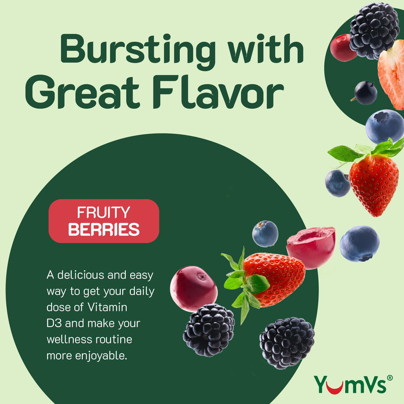 YUM-V'S Vitamin D3 Gummies 5000 IU 125mcg D3 Gummies - Support Immune Support, Strong Bone Health - Non-GMO, Gluten-Free, Dairy-Free, Vitamin D Gummy (60 Count) 60 Count (Pack of 1)