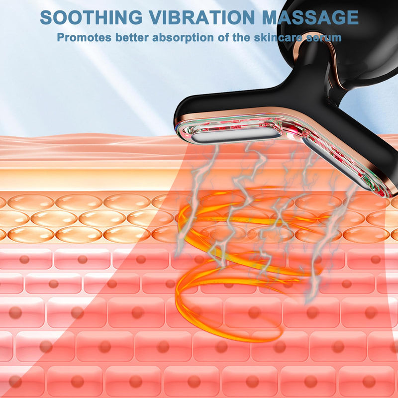 3 Massage Modes Face Neck Massager,3 Color Rechargeable Facial Massager,at Home Face Culpting Tool for Skin Care(Black) Black