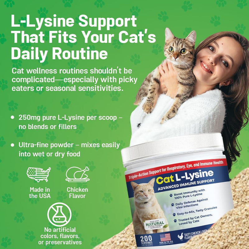 [Australia] - Guardian‚Äôs Choice 250mg L-Lysine for Cats, Advanced Immune Support for Respiratory, Eye & Nose Health, Chicken Liver Flavored Lysine Powder for Kittens & Seniors, 200 Servings 