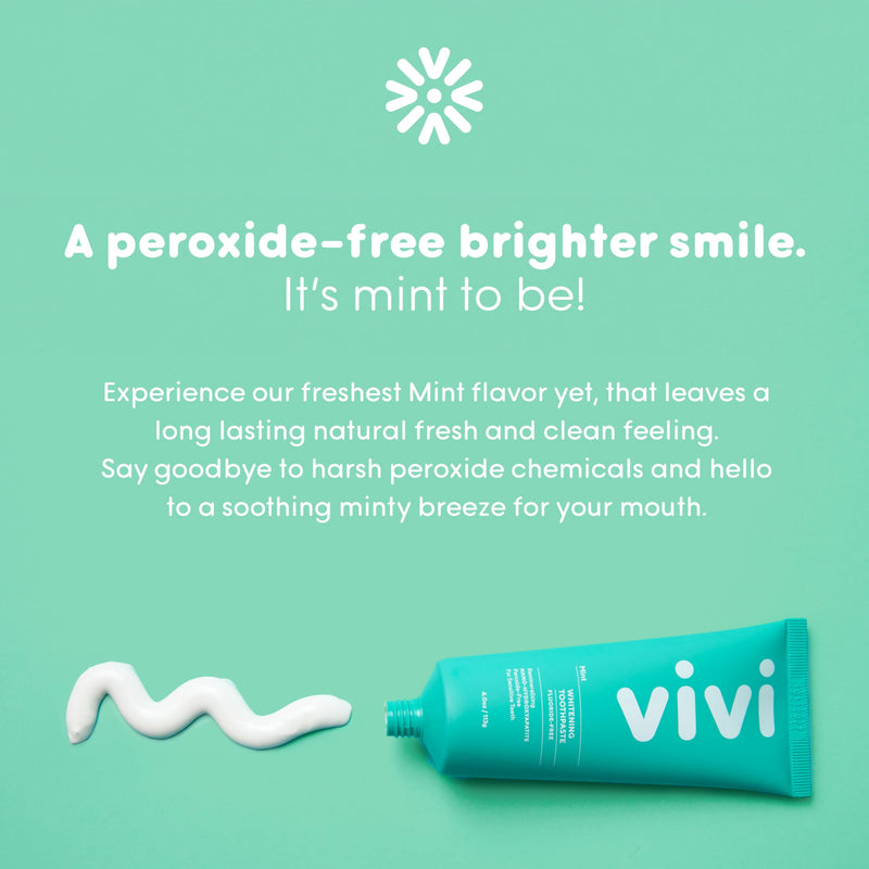 [Australia] - vivi Fluoride Free Nano Hydroxyapatite Whitening Toothpaste – Sensitivity Relief, Gently Removes Stains & Strengthens Enamel, Peroxide Free, with Xylitol, Mint Flavor, 4oz 1pk 