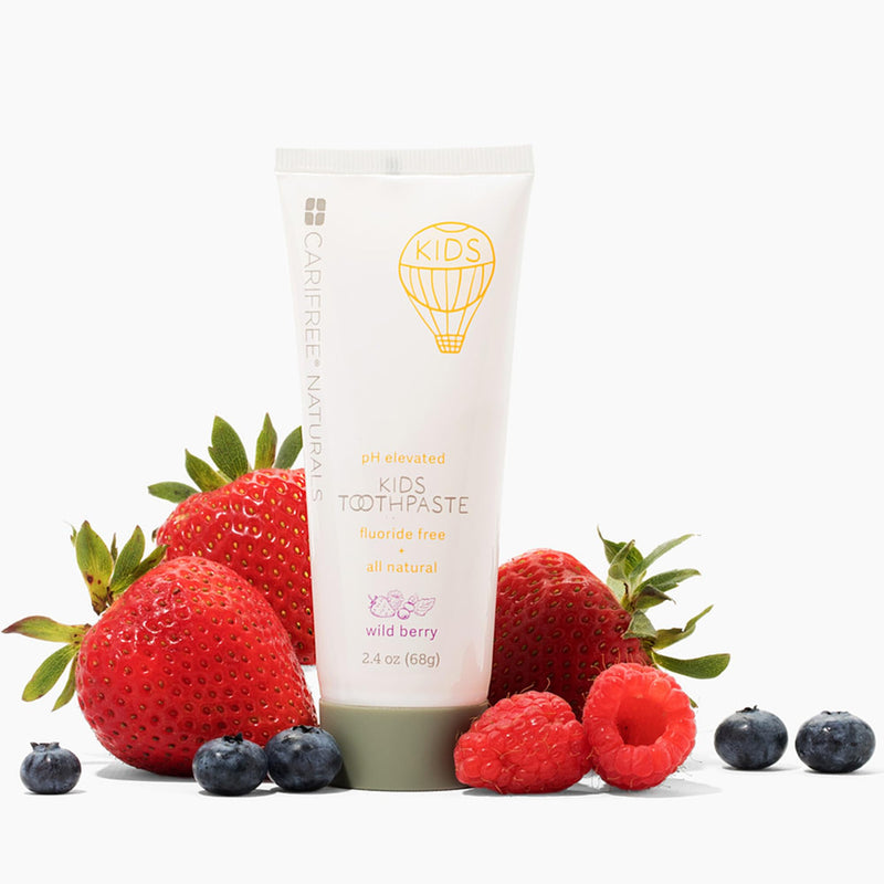 CariFree Naturals Kids Toothpaste | Fluoride-Free, 40% Xylitol, Organic Wild Berry Flavor, pH Elevated, Safe if Swallowed, Sugar-Free, 2.4 oz, Dentist Developed 2.4 Ounce (Pack of 1)