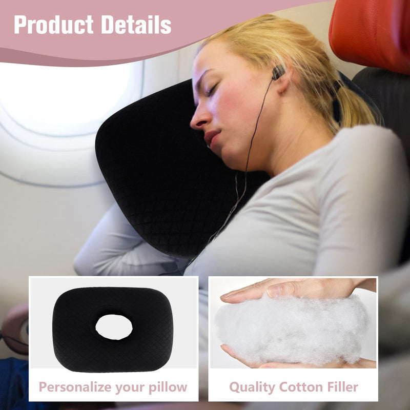 Ear Piercing Pillow for Side Sleepers, Ear Pillows with Holes for Pain, Earring Inflammation Pressure Sores, Cotton Earring Pillow for CNH Side Sleepers Black