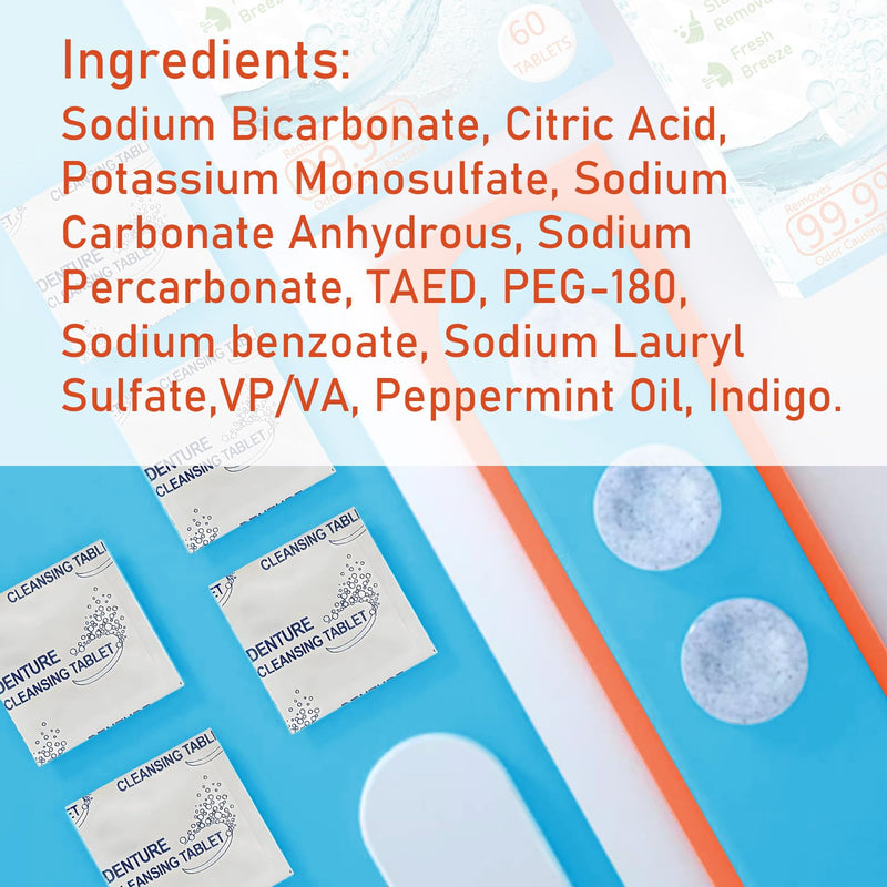 [Australia] - Retainer Cleaner & Denture Cleaning Tablets with 120 Removes Stains, Odors, and Plaque from Aligners, Mouth Guards, Night Guards, and Dental Appliances, 4-Month Supply 120 Count (2 Packs) 