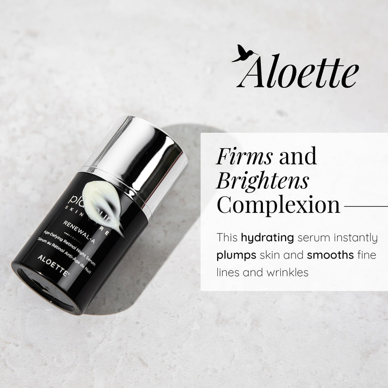 Aloette Renewal-A Retinol Serum for Face - Vitamin C Face Serum | Age-Defying Night Facial Serum with Niacinamide - Hydrate, Plump & Brighten Skin - Skincare for Fine Lines & Uneven Skin Tone