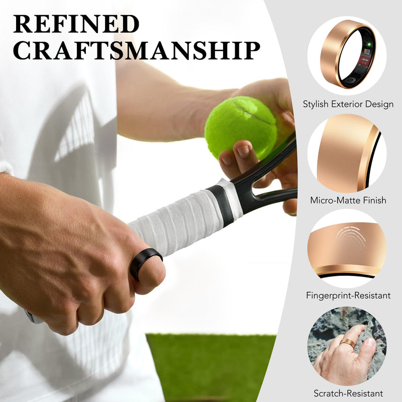 [Australia] - Smart Health Ring 2.0 for Women Men, Slim Scratch & Fingerprint Resistant Design,Efficient Chip Fitness Tracker, Monitors Heart, Blood Oxygen & Pressure, Sleep, Steps, Waterproof, iOS & Android, RG 8 8# Rose Gold 