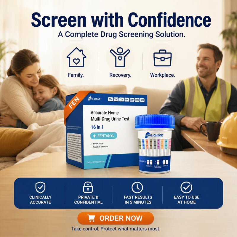 [6 Pack] HEAL-CHECK 16 Panel Drug Test Kit with Fentanyl for Home,Workplace | Multi Drug Test Cup, Screens THC FEN AMP BUP BAR BZO COC MET MDMA OPI MTD OXY PCP PPX TCA TML, Covers More Drug Classes Test 6 PACK