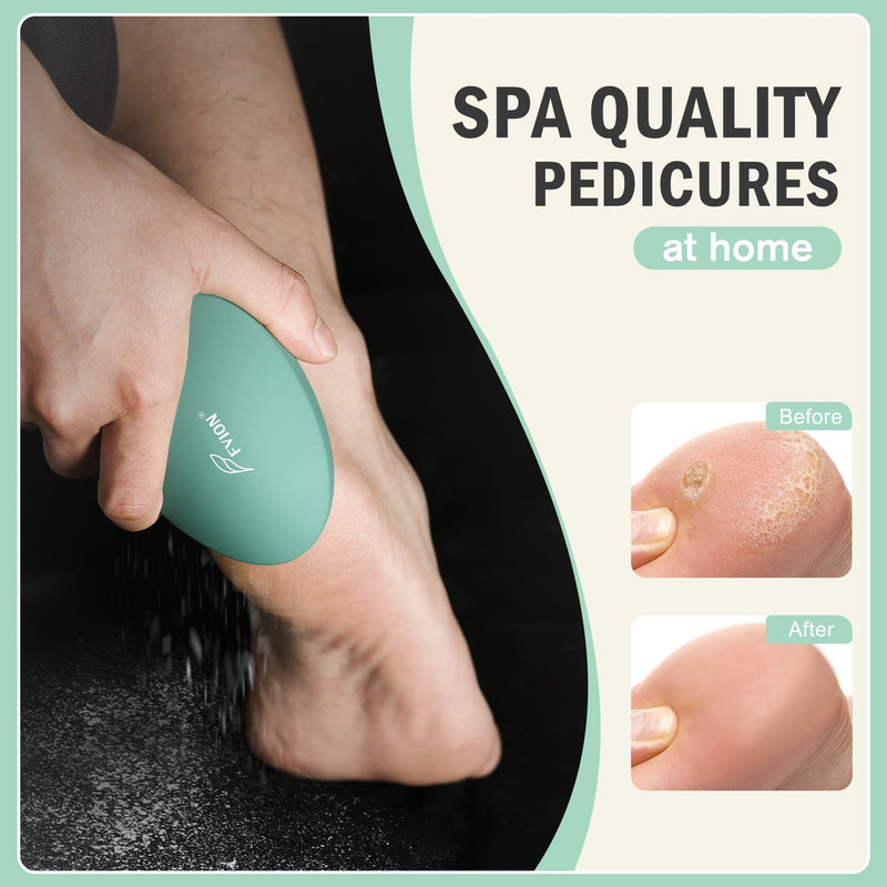 [Australia] - FVION Nano Glass Callus Remover with Protective Cover - Highly Effective Heel File Removal of Hard Skin and Calluses - Safe & Quick Callus Removal (Green) Green 