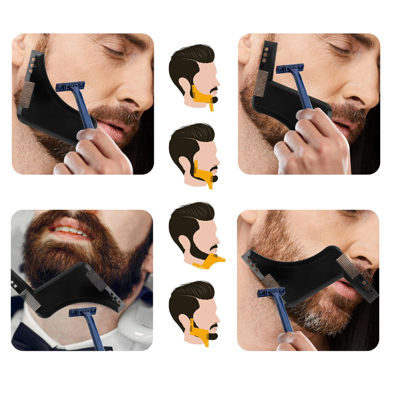 [Australia] - cobee Beard Stencil for Men, Pack of 3 Beard Stencils Beard Contours Stencil Beard Shaper Beard Shaving Stencil Beard Stencil for Easy Cutting Beard Shapes for Goatee Sideburns Neck (3) 3 Colors 