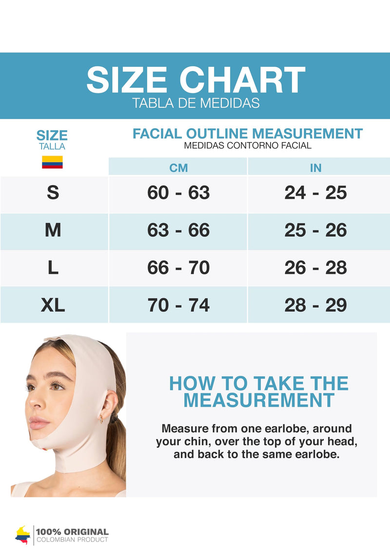 Sonryse MAC32VE Post Surgery Chin Lift After Lipo Compression Chin Support Garment Post Surgical Facial Beige L Large Open-ear Strap - Beige