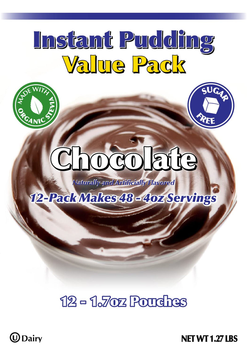 [Australia] - GramZero Chocolate Sugar Free Pudding Mix 12-Pack, Great For Nutrition Club Meal Replacement Shakes, Low Calorie Dessert, Stevia Sweetened 