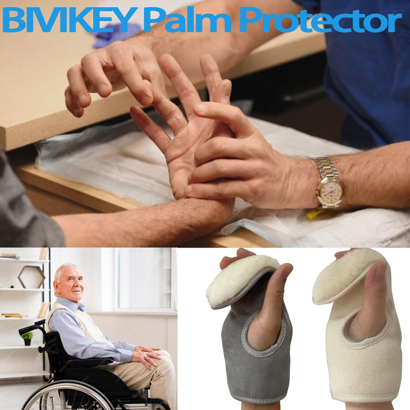 Sheepskin Palm Protector Right Hand Glove Comfortable Palm Pad |Soft Adjustable Pad |for Preventing Finger Contractures Palm Skin Damage Protection Gray 1 Piece Right Hand 1 Piece