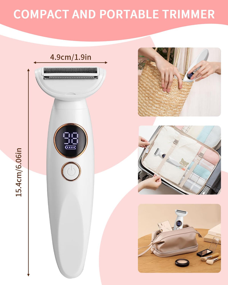 [Australia] - Women's razor, 5-in-1 intimate razor for women, women's electric razor, with USB charging station, women's electric razor, for body, armpits, bikini, eyebrows and nose, USB charging white 
