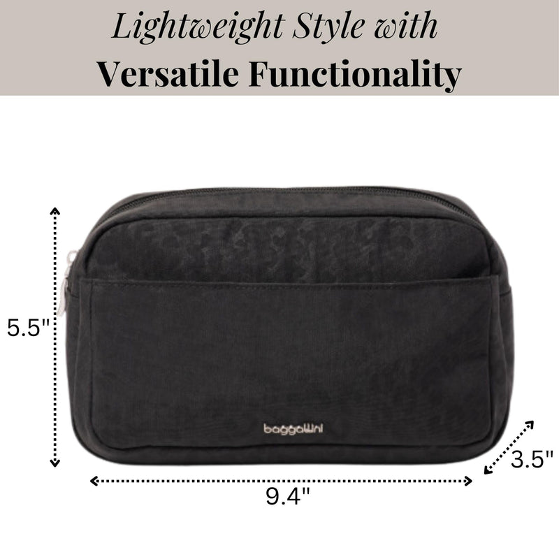 Baggallini Pocket Cosmetic With Brush Organization One Size Black Cheetah Emboss