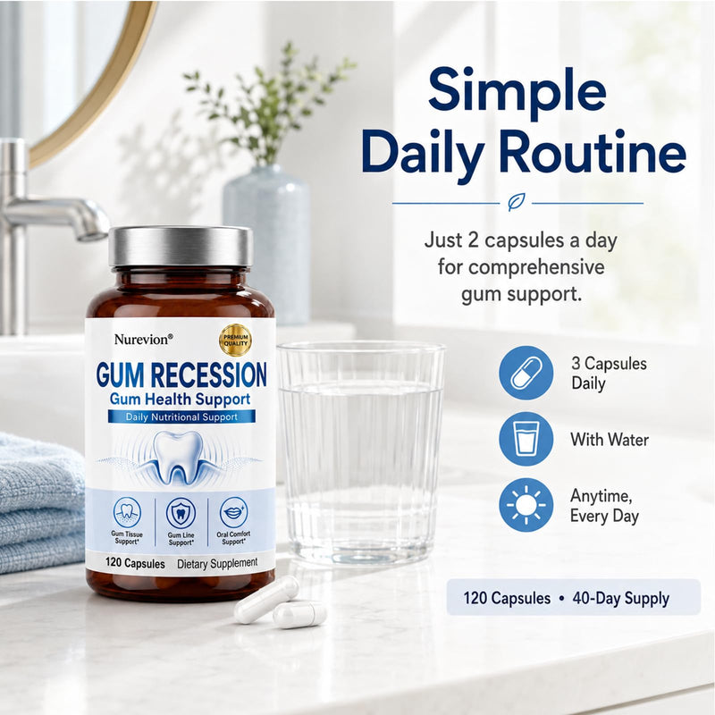 Gum Restore, Effective Repair for Receding Gums and Bad Breath, Teeth & Gum Support with Collagen, Vitamins D3, K2, CoQ10, Magnesium, Suitable for Men &Women,120 Capsules, 1 Month Supply