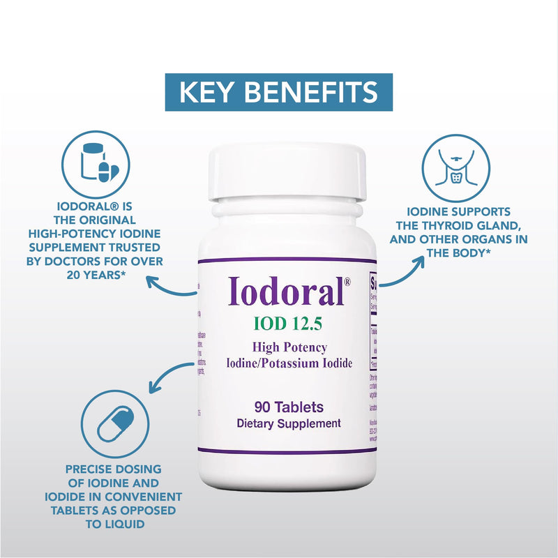 [Australia] - Iodoral 12.5mg Supplement – Iodine for Thyroid Support, Potassium Iodide Tablets, Lugol Solution, Daily Vitamins & Minerals - 90 Count 90 Count (Pack of 1) 
