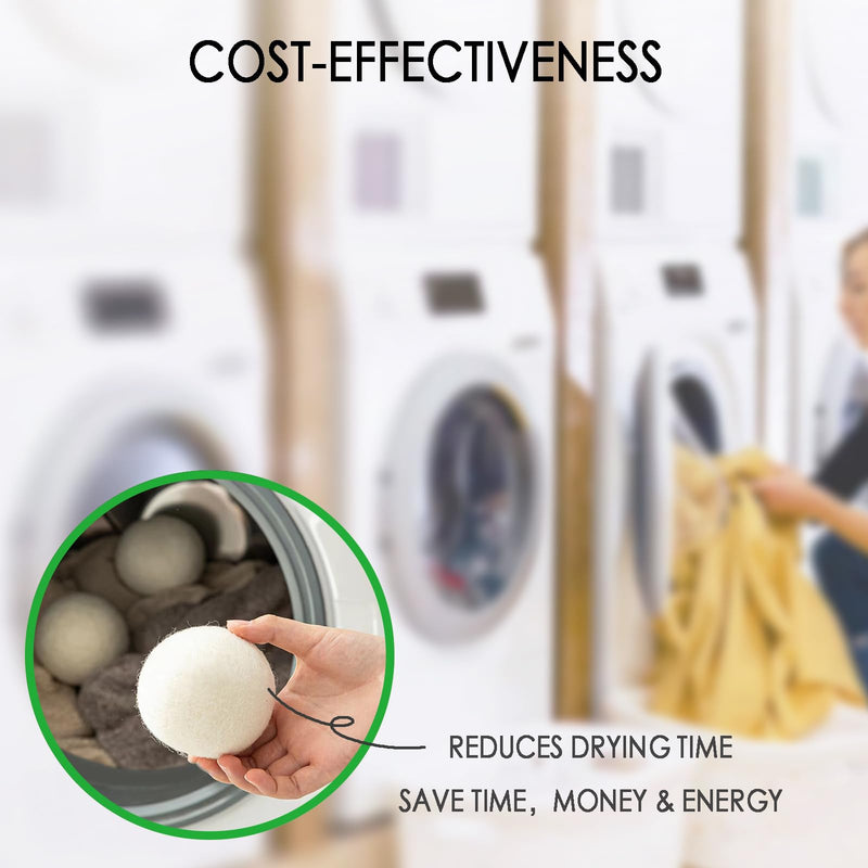 [Australia] - Wool Dryer Balls, 3 Count XL Dryer Lint Balls, Reusable Premium Natural Fabric Softener, Efficiently Add Essential Oils Instead of Dryer Sheets, Laundry Room Organization Essentials 
