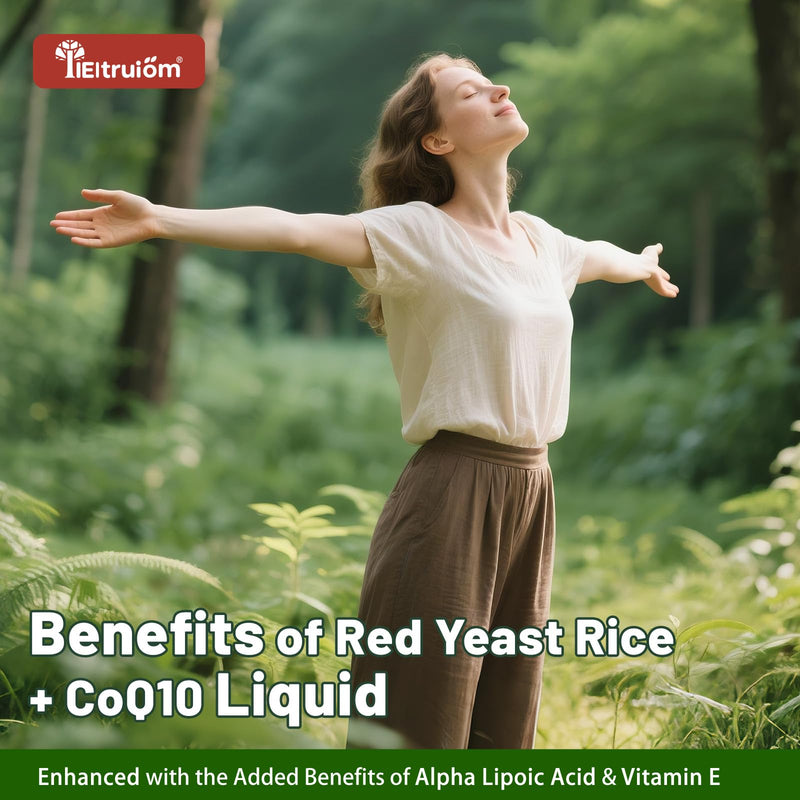 [Australia] - Red Yeast Rice with Coq10 Drops, Organic Red Yeast Rice 1200mg with Alpha Lipoic Acid for Cholesterol Support, CoQ10 100mg for Heart Health Support - 2 oz, Citrinin Free 