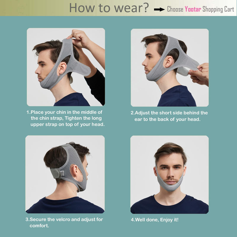 [Australia] - Chin Strap for Cpap Users, 2 Pack Black & Grey Comfortable Mesh Anti Snoring Chin Straps for Men Women, Upgraded Adjustable Cpap Chin Strap to Keep Mouth Closed While Sleeping(2 Pack), Medium Grey Black 