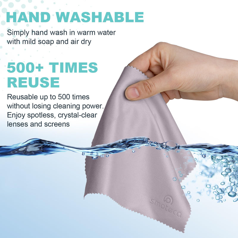 [Australia] - SmoTecQ Premium Microfiber Cleaning Cloths (6-Pack) ‚Äì Ultra-Soft, Scratch-Free Cloths for Eyeglasses, Sunglasses, Camera Lenses, Screens & More ‚Äì Washable & Reusable (6 Pack) 6 Pack 