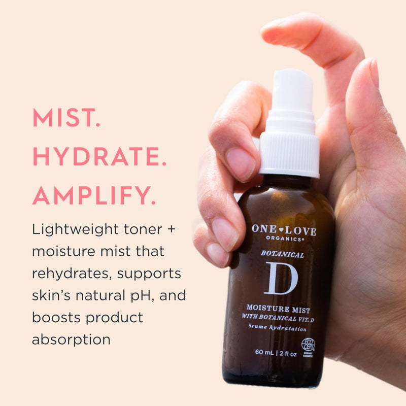 One Love Organics Botanical D Moisture Mist – Hydrating Face Mist & Toner with Vitamin D, Certified Organic & Cruelty Free 2 oz