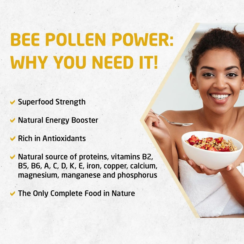 Bee and You Anatolian Bee Pollen Whole Granules 142g, Natural Bee Pollen Supplement, Source of Iron & Vitamin B2, Supports Energy Metabolism & Immune Function,Gluten Free 1 count (Pack of 1)