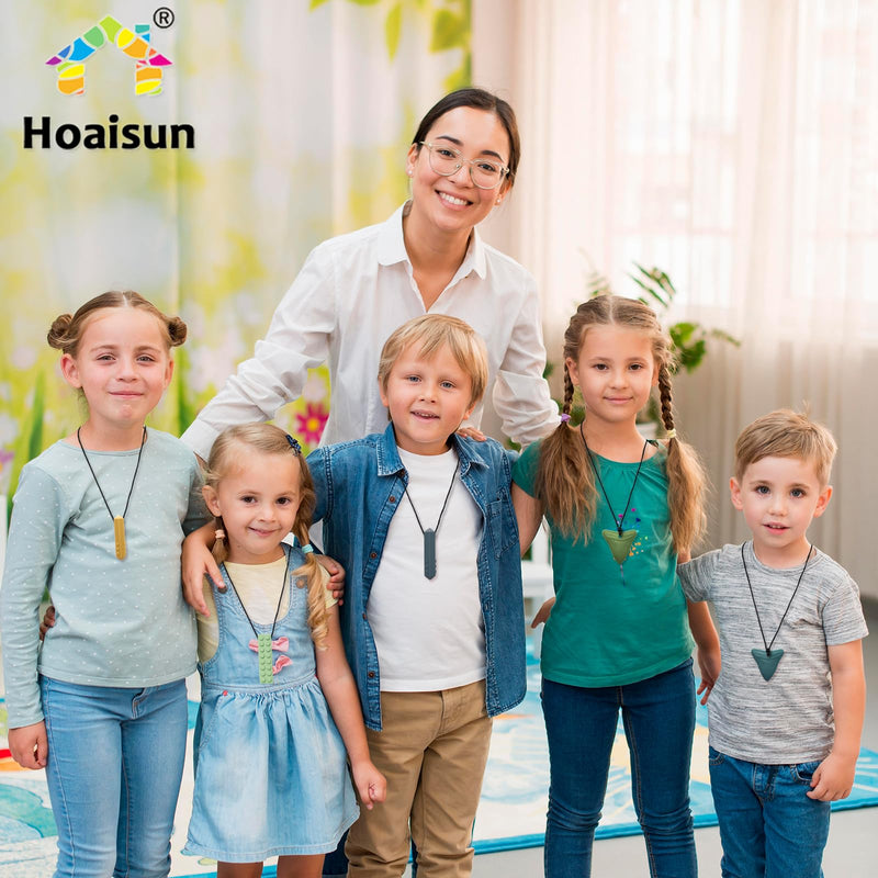 [Australia] - Chew Necklaces for Sensory Kids, 6 Pack Sensory Chew Necklaces for Boys and Girls with Autism, ADHD, SPD, Chewing (Morandi) 