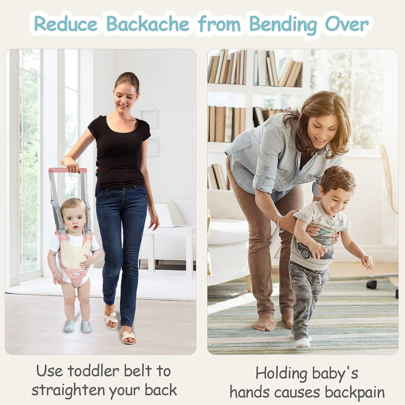 [Australia] - Baby Walking Harness Handheld Baby Walker Assistant Belt Adjustable Toddler Infant Walker Safety Harnesses Standing Up and Walking Learning Helper with Detachable Crotch for 9-24 Month (Pink) pink 