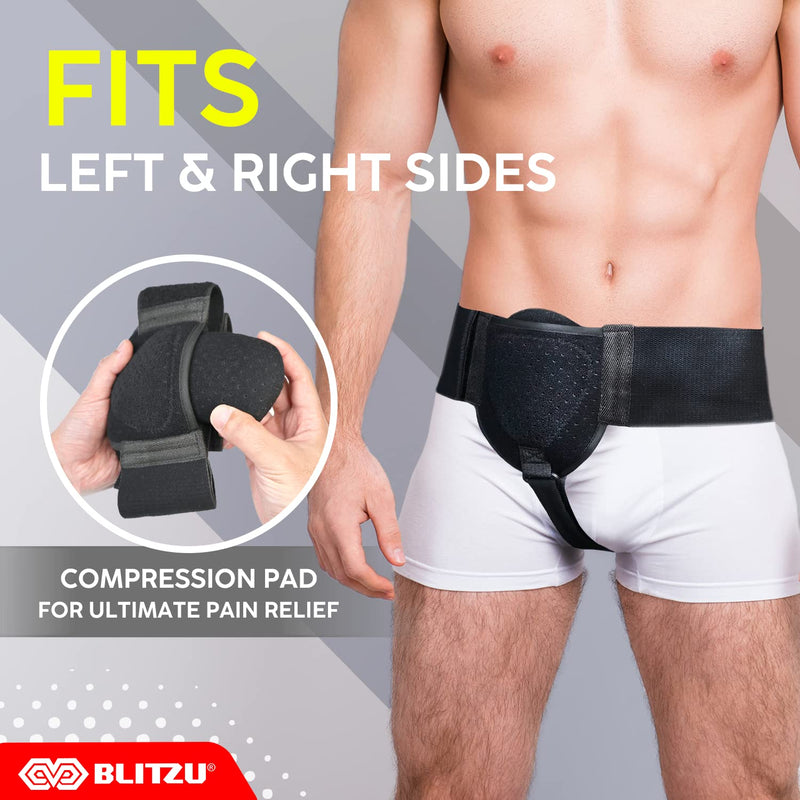 [Australia] - Hernia Belt for Men & Women. Femoral, Umbilical, Inguinal Hernia Belts. Groin Brace Truss Support Guard With Removable Compression Pad. Comfortable Adjustable Waist Strap Hernia Guard Black S-M Small/Medium 