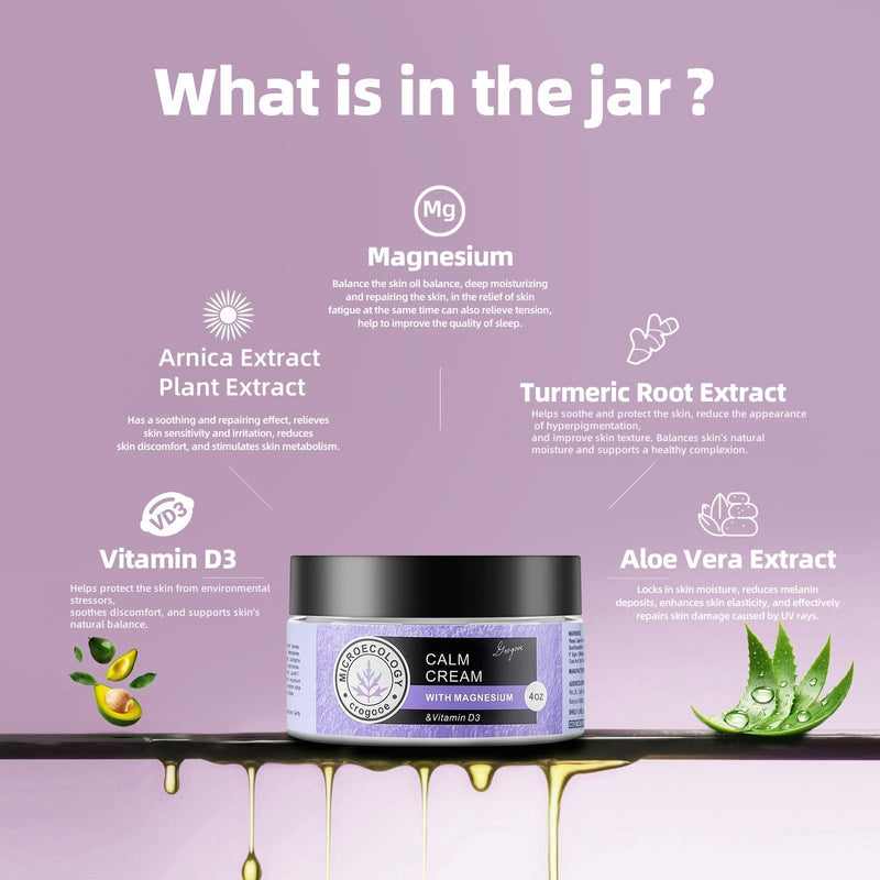 Crogooe Magnesium Cream for Sleep - Moisturizing Nighttime Magnesium Lotion,Hydrating Dry Skin On Body, With Vitamin E,Safe for Kids - 4 OZ (Lavender)